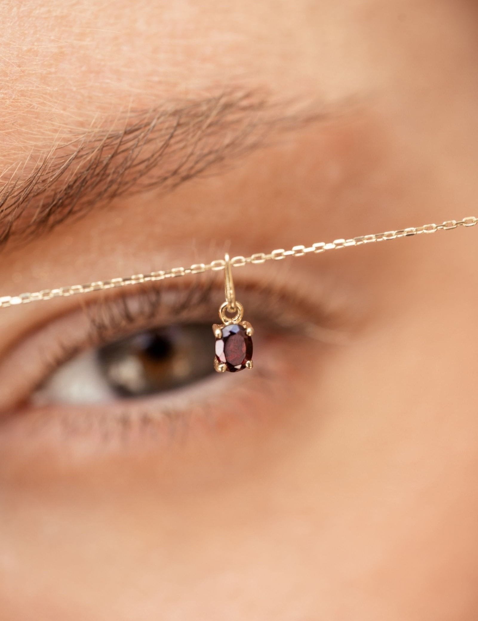 Picture of Luna Rae Solid 9k Gold Garnet Necklace